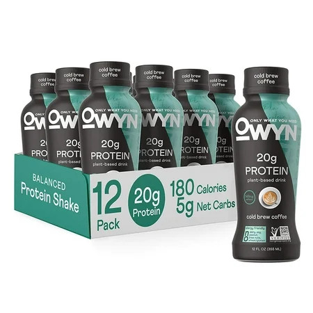 OWYN - 100% Vegan Plant-Based Protein Shakes Cold Brew Coffee, 12 Fl Oz(Pack of 12) Dairy-Free, Glut | Walmart (US)