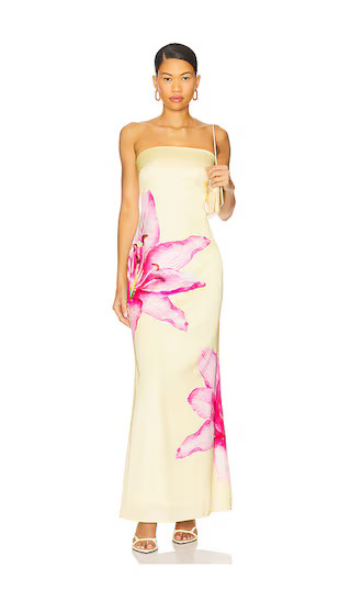 Lyza Strapless Maxi Dress in Yellow Floral | Revolve Clothing (Global)
