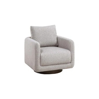 Modern Beige Color Boucle Fabric 1Pc Swivel Accent Chair Upholstered Living Room Cushion Chair Wooden Base | Wayfair North America