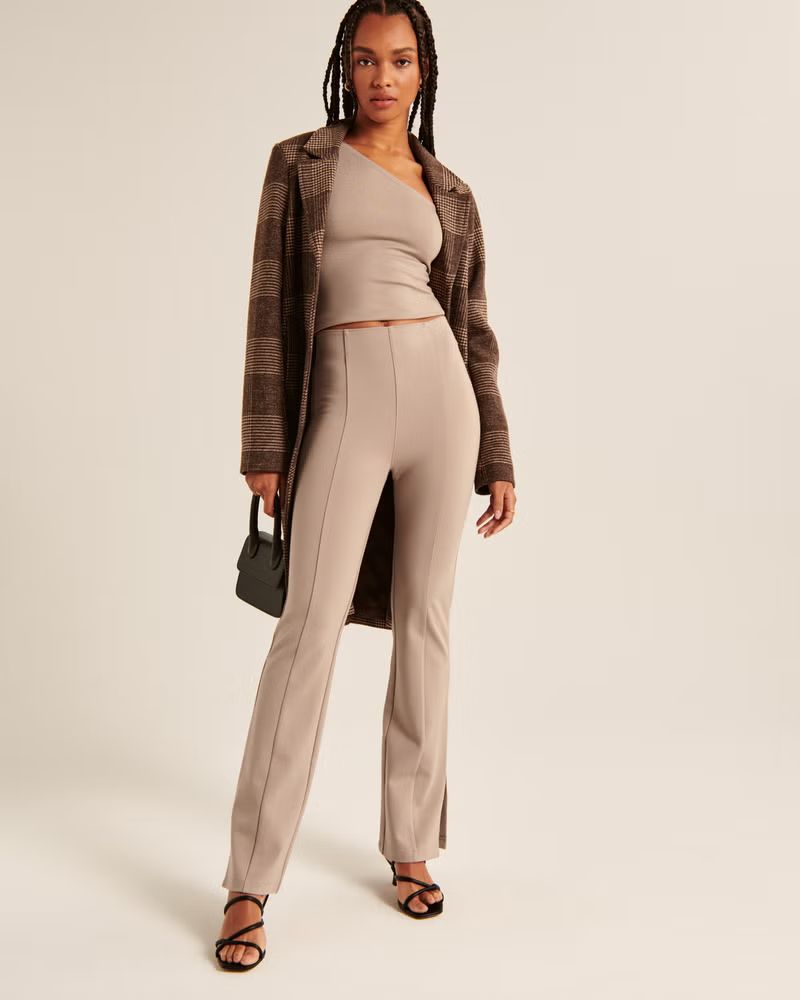 Women's Ponte Split-Hem Slim Flare Pants | Women's Matching Sets | Abercrombie.com | Abercrombie & Fitch (US)