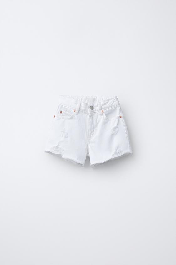 RIPPED DENIM BERMUDA SHORTS | Zara UK