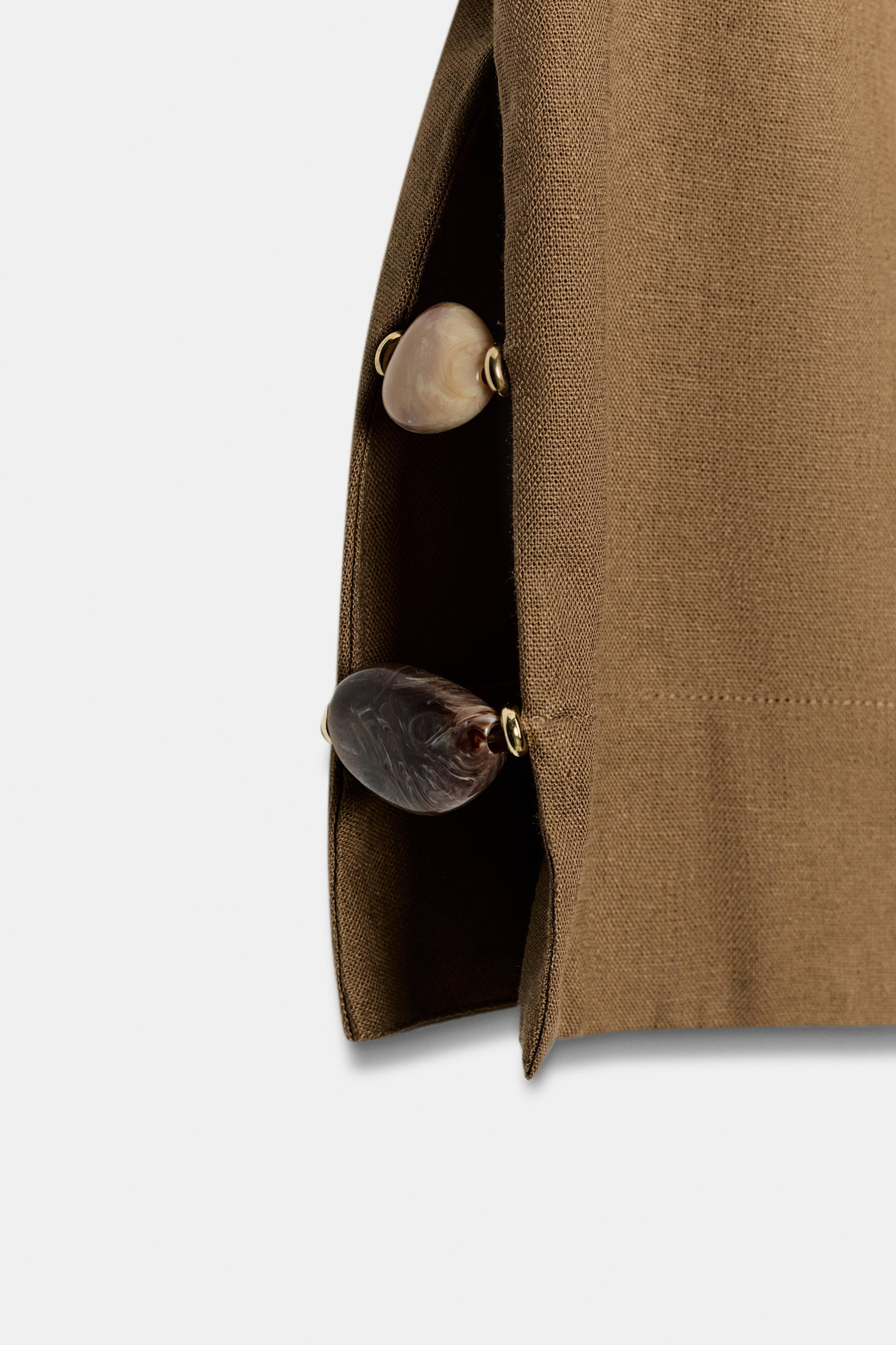 LINEN BLEND HALTER TOP WITH BEADS | Zara UK