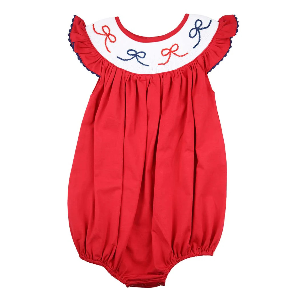 Girls Smocked Bows Bubble | The Bella Bean