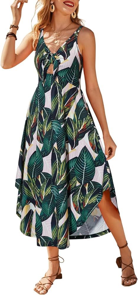 VOTEPRETTY Women's Summer Maxi Dresses 2024 Spring Sundressess Beach Vacation Hawaiian Tropical O... | Amazon (US)