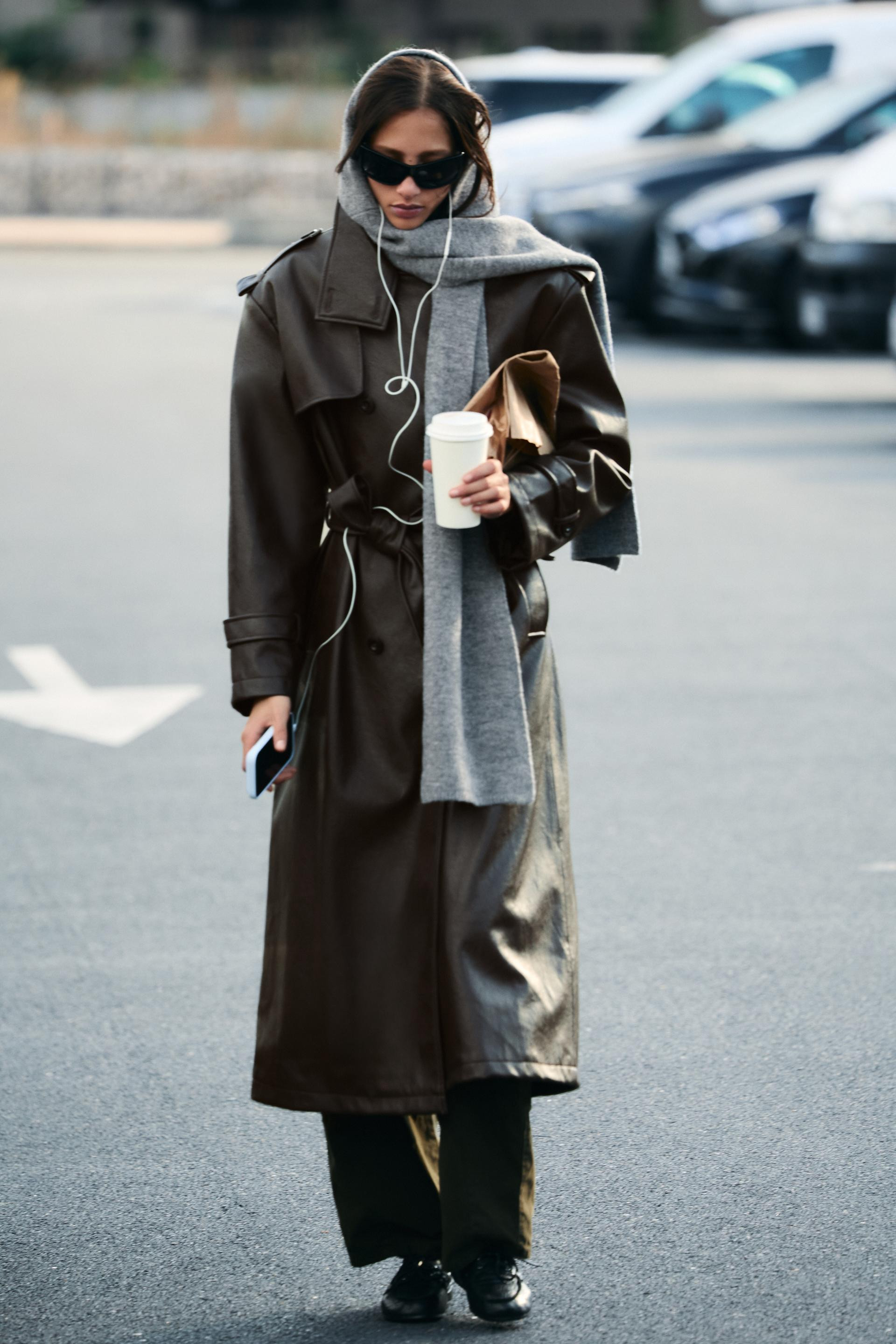 Zara - Long Leather Effect Trench Coat - Dark Brown - M-L - Woman | Zara UK