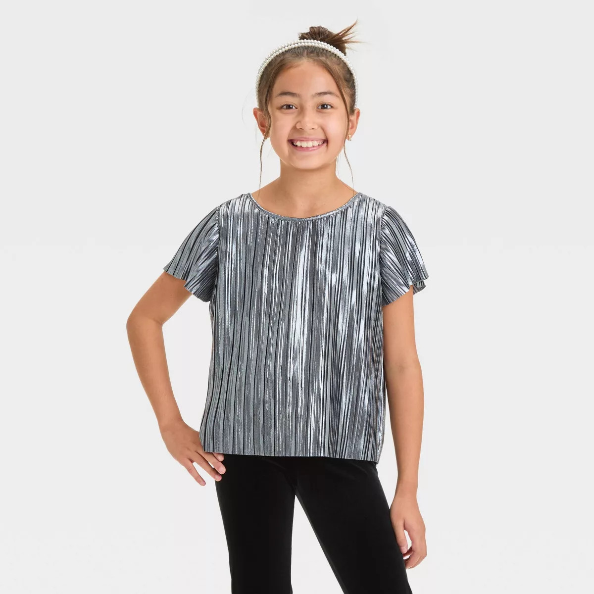 Girls' Short Sleeve Pleated Party Top - Cat & Jack™ | Target