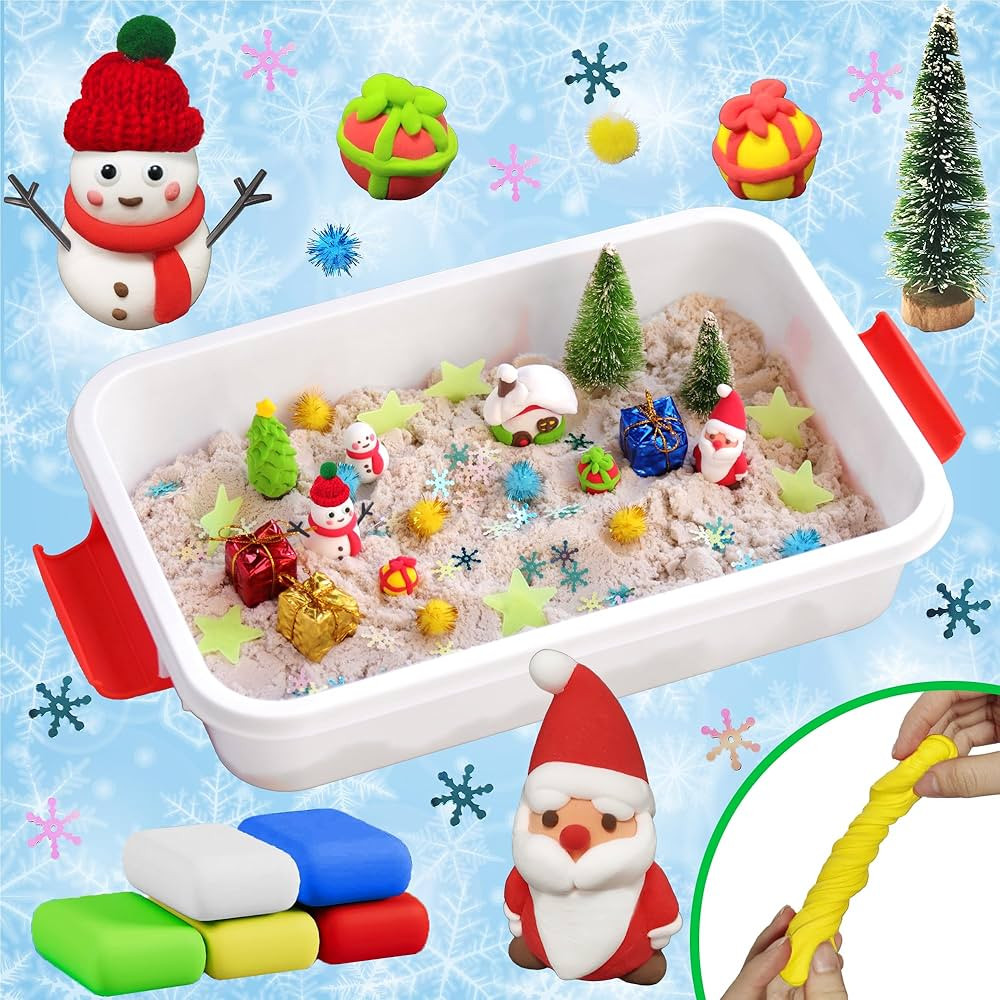 AGENTLAN Christmas Sensory Bin,Snowman Making Kit for Kids,Christmas DIY Modeling Clay Making Kit... | Amazon (US)