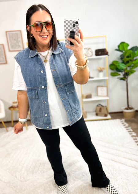 One of my favorite vests from Amazon!  Had to grab it in this medium denim wash!  Comes with a removable hood too!  XL tee. XL vest. XL layering tank. XL leggings. Vans fit tts  

#LTKFindsUnder50 #LTKSeasonal #LTKMidsize