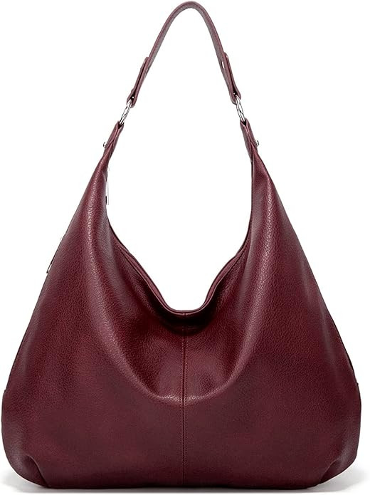 Hobo Bags for Women Soft PU Leather Slouchy Bag Shoulder Purse with Zipper | Amazon (US)
