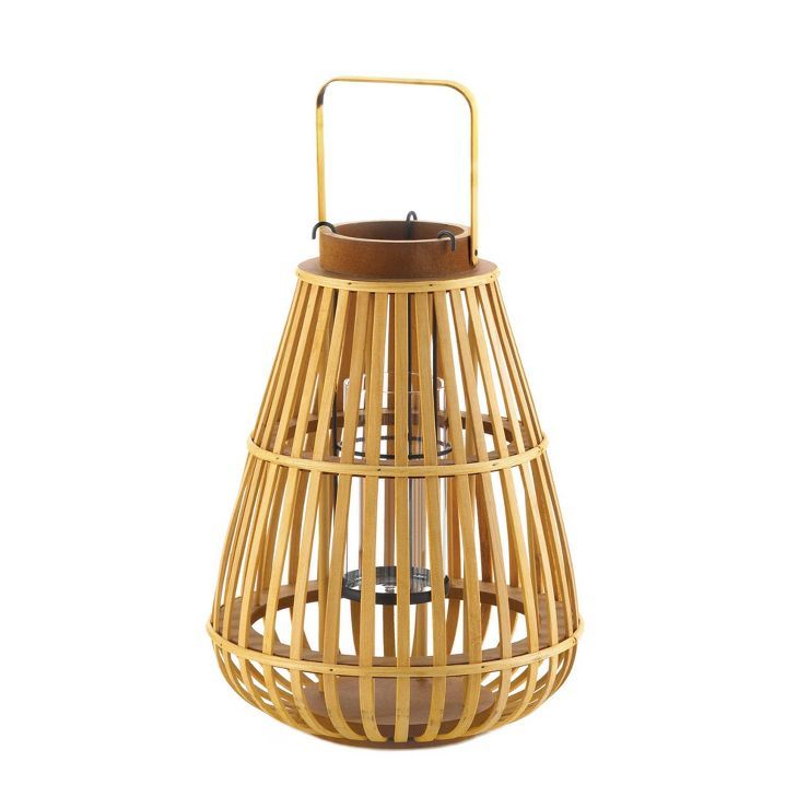 13.75" Wood Slat Outdoor Lantern Tan - Zingz & Thingz | Target