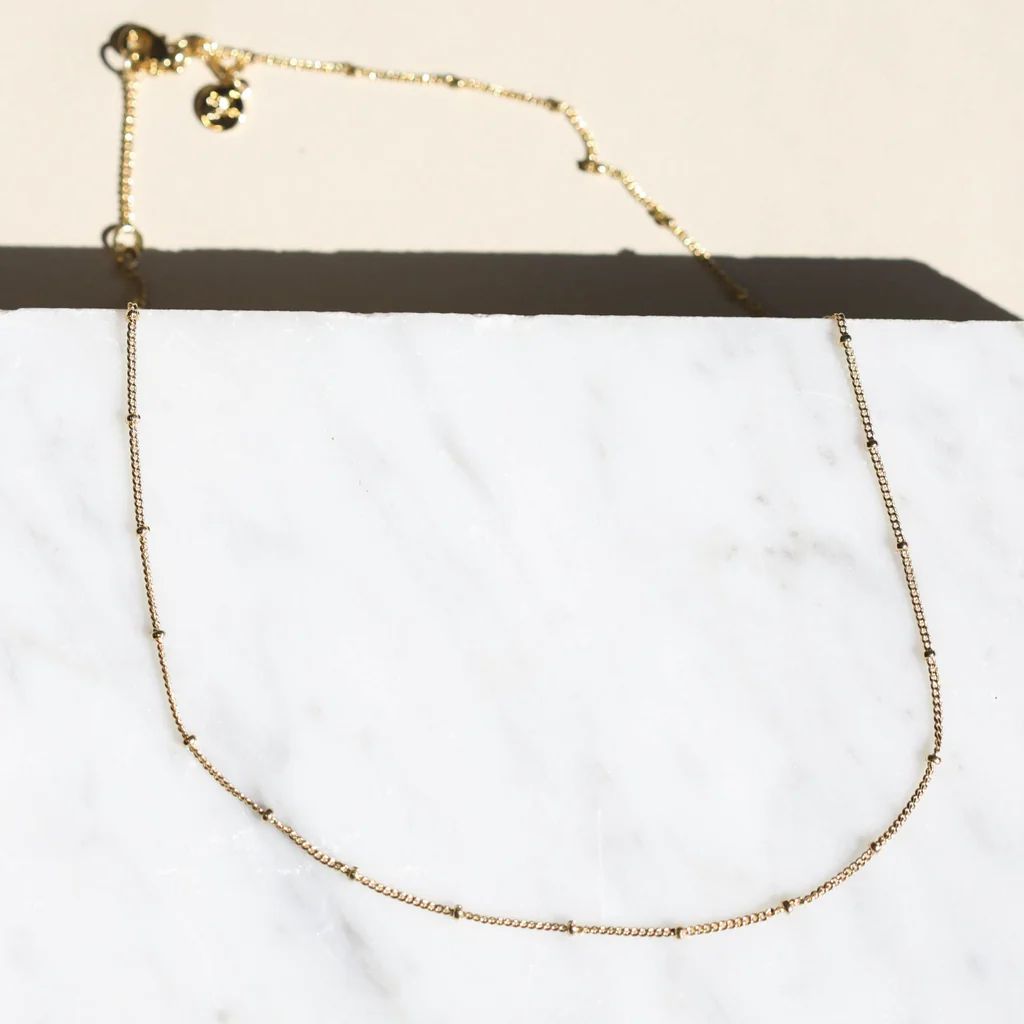 Gold Delicate Saturn Chain Necklace | Nickel and Suede
