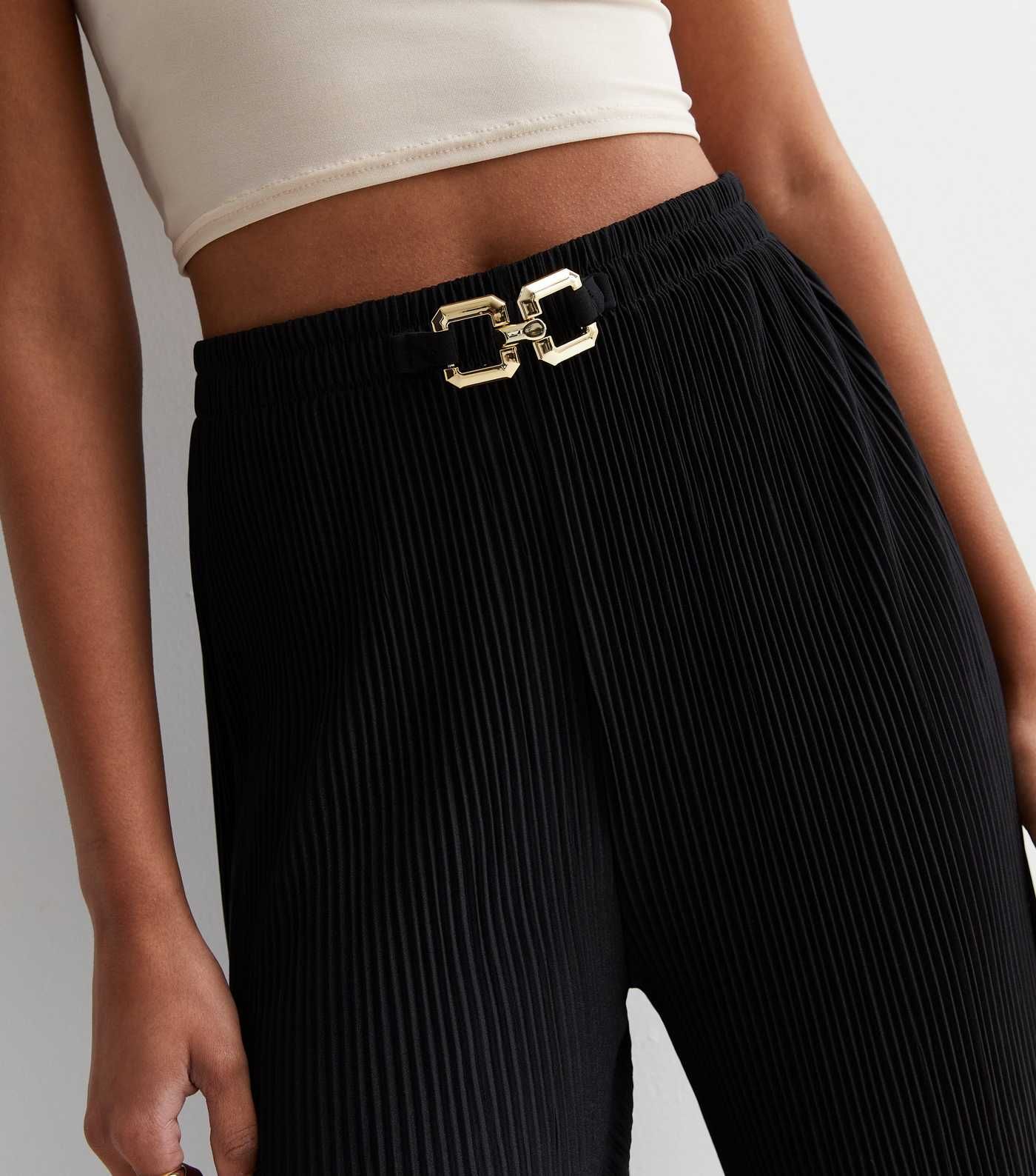 Cameo Rose Black Jersey Pleated Buckle Wide Leg Trousers
						
						Add to Saved Items
						Re... | New Look (UK)