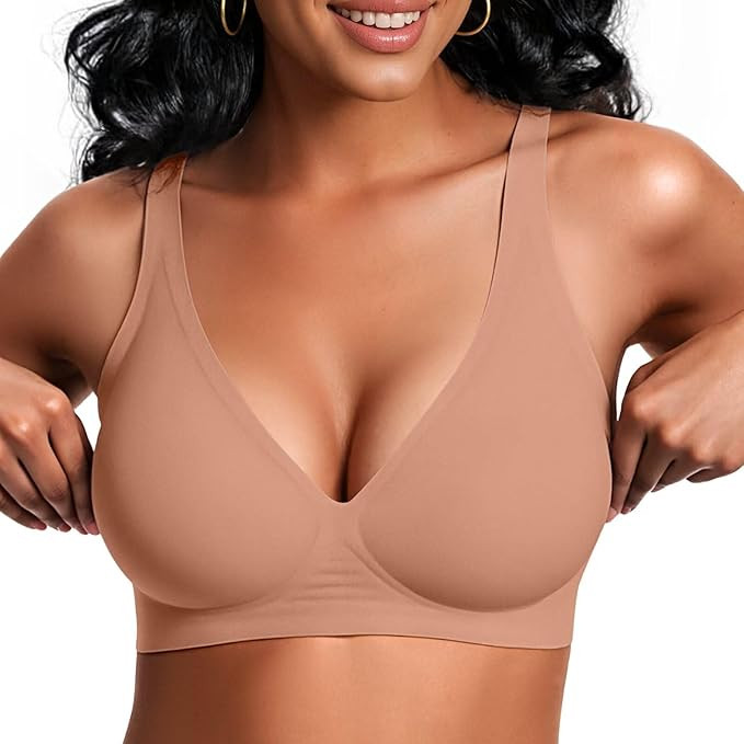 Vertvie Jelly Wireless Bras for Women Push Up Plunge Seamless T-Shirt Bras No Underwire Supportiv... | Amazon (US)