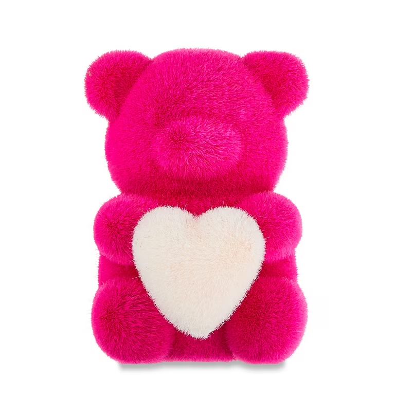 Valentine's Day 4 in Small Flocked Pink Bear Decor by Way To Celebrate | Walmart (US)