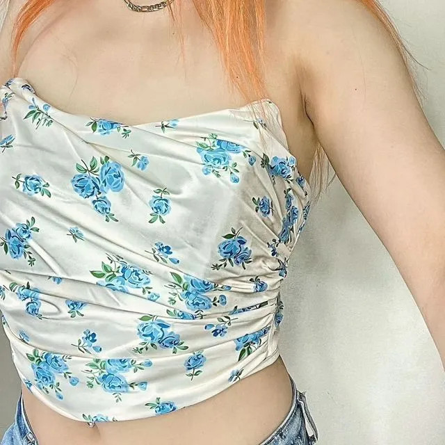 Pandaramma - Flower Print Strapless Crop Top | YesStyle | YesStyle Global