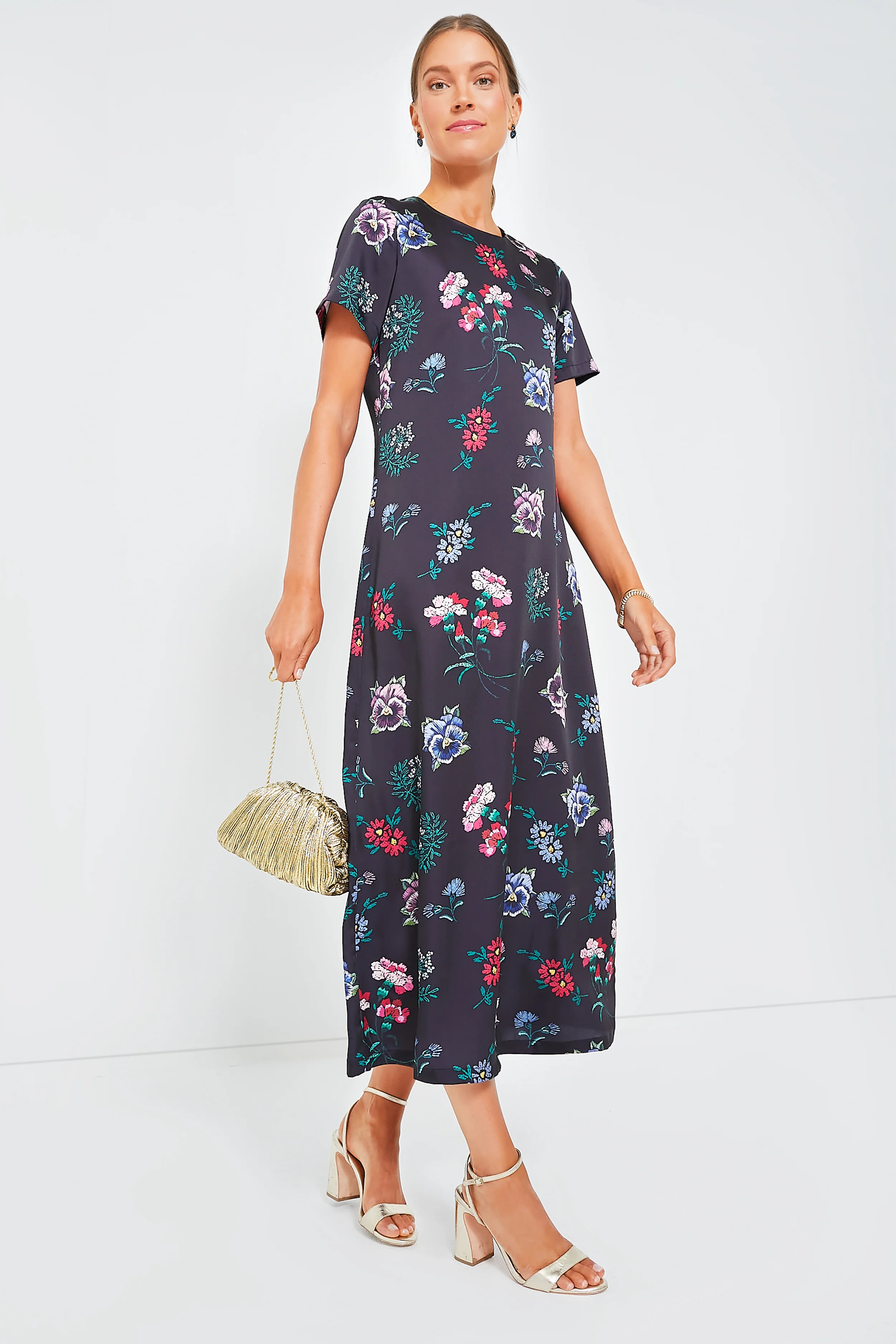 Black Floral Silky Riley Maxi Dress | Tuckernuck (US)