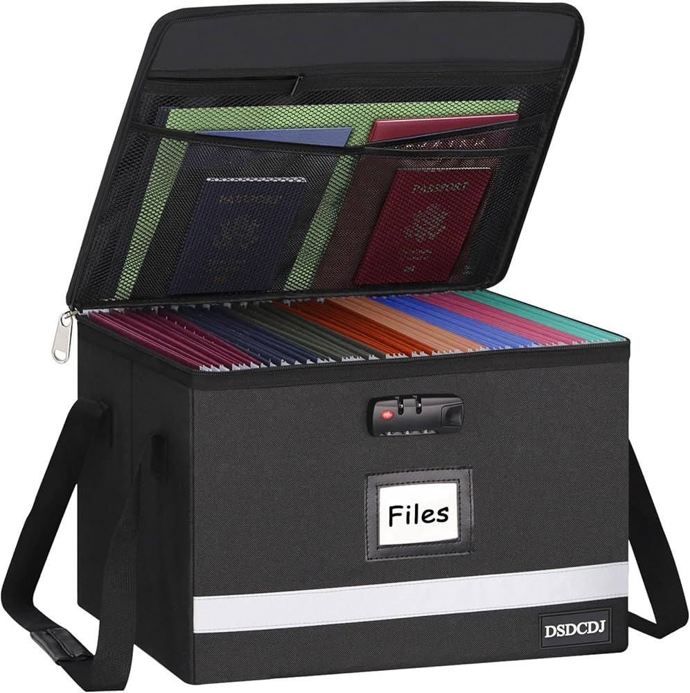 File Box with Lock, File Folder Organizer with Slide, Important Document Organizer with Reflectiv... | Amazon (US)