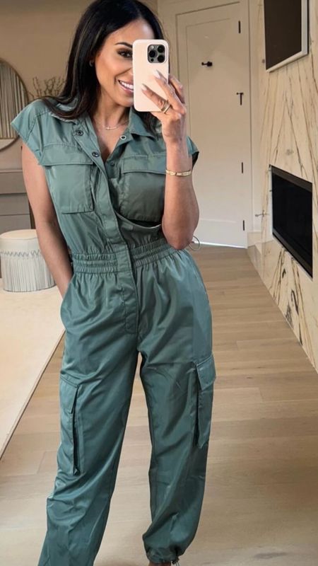 Shop Melissa Gorga's smocked waist utility snap front jumpsuit with Dolman sleeves and shaping draw cord waist #MelissaGorga #CelebrityStyle

#LTKFestival #LTKsalealert #LTKstyletip