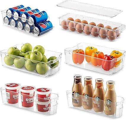 Amazon.com: Set Of 6 Refrigerator Organizer Bins - Stackable Fridge Organizers for Freezer, Kitch... | Amazon (US)