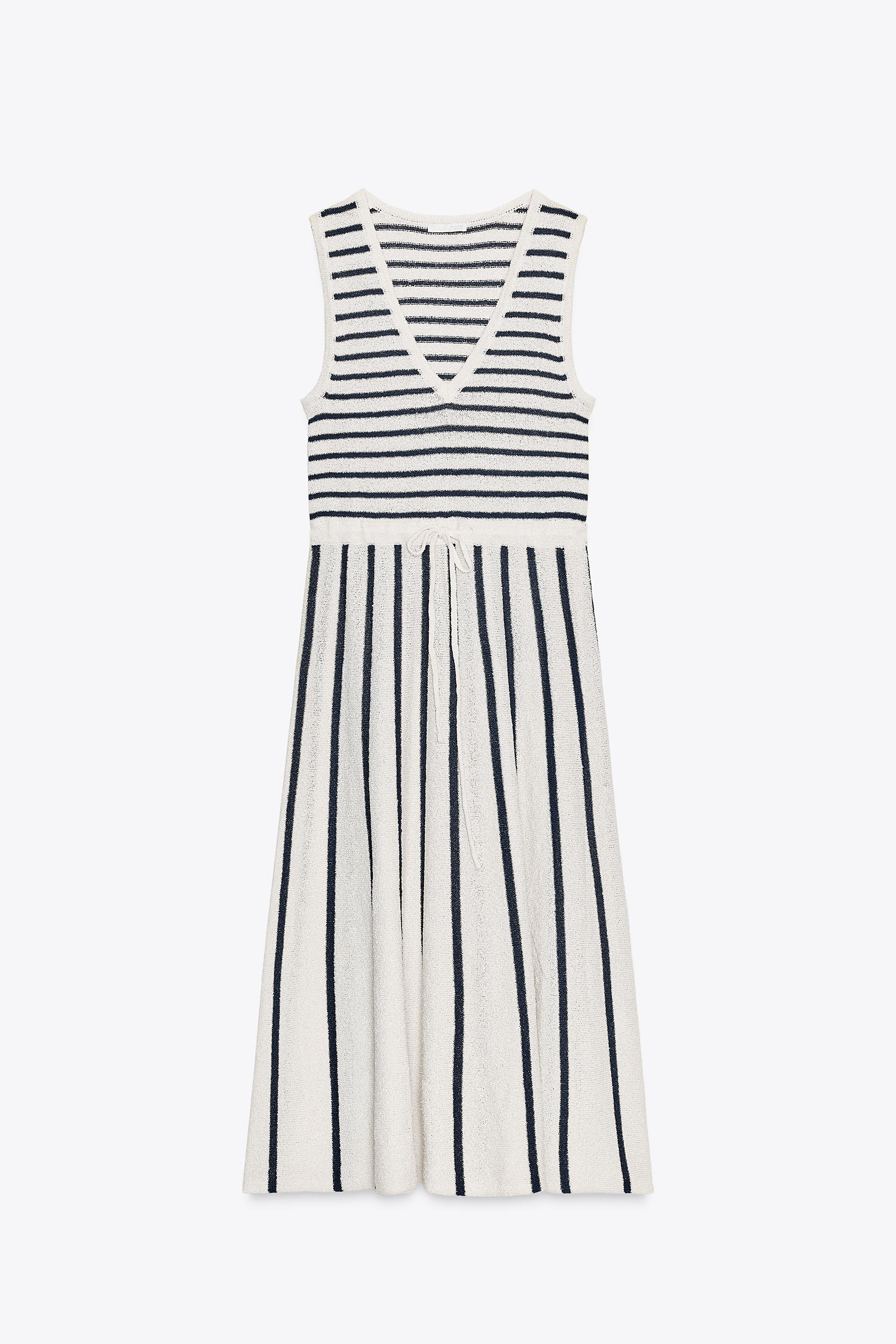 STRIPED CUT-OUT KNIT DRESS | Zara UK