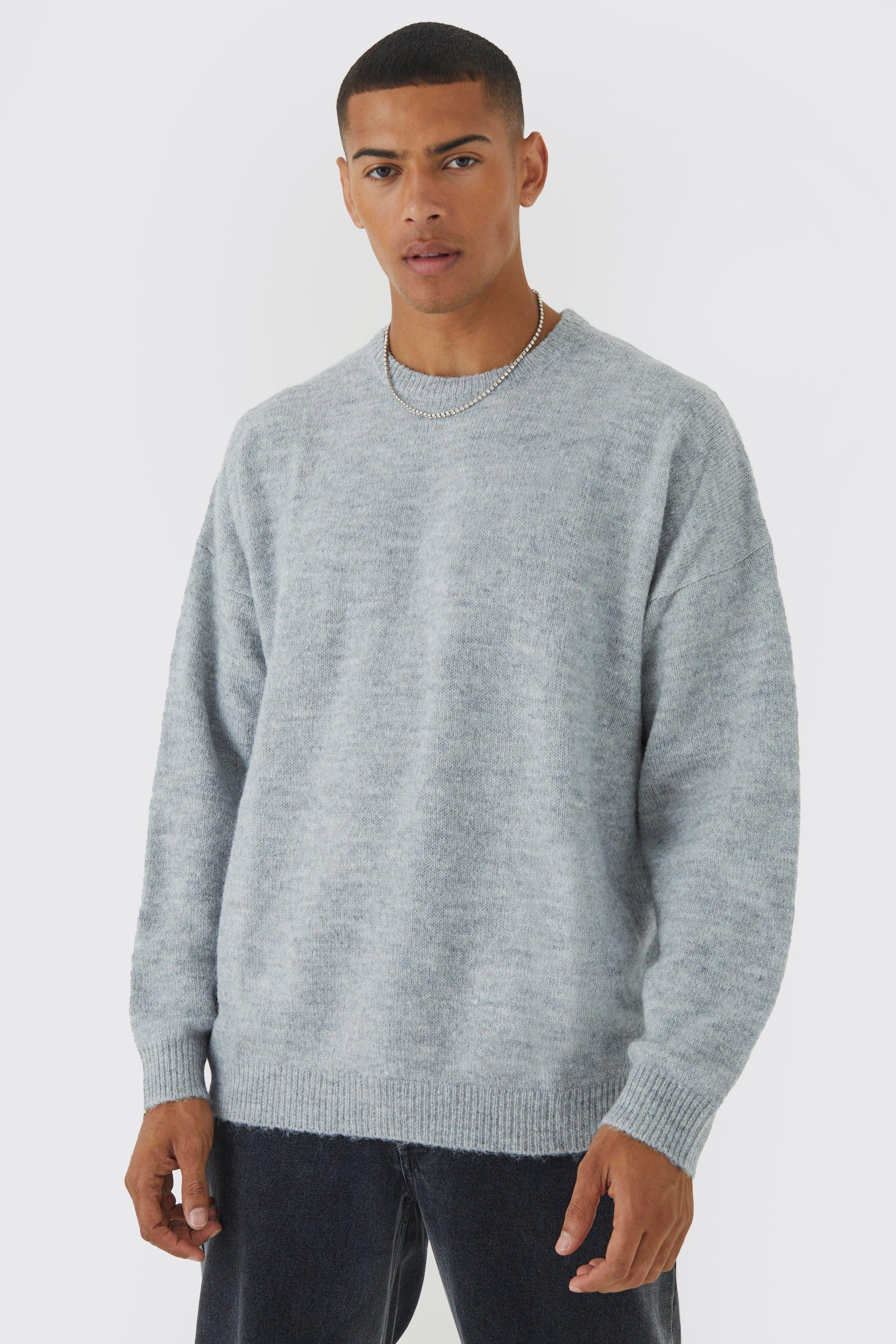 Oversized Brushed Yarn Crew Neck Jumper | boohooMAN (DE, IE & UK)