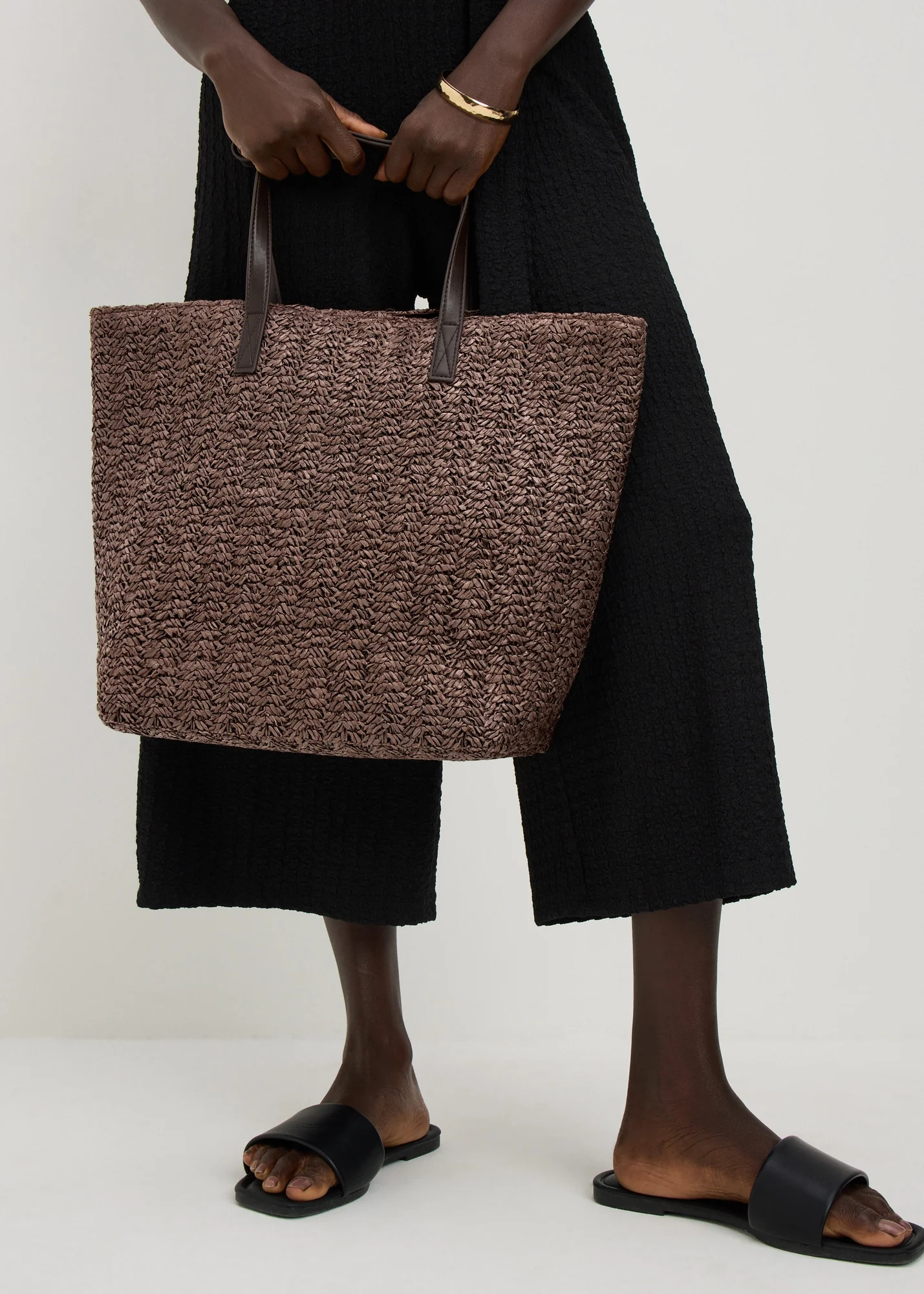 Chocolate Brown Straw Shopper Bag | Matalan (UK)