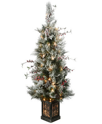 Snowy Bedford Pine Entrance Tree 4 ft. | Macy's