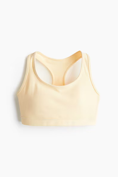 H & M - Medium Support Sports bra with SoftMove - Yellow | H&M (UK, MY, IN, SG, PH, TW, HK)