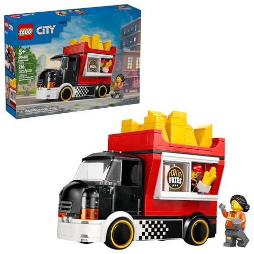 LEGO City Fries Food Truck Building Toy for Kids - Pretend Play Truck Toy for Boys & Girls, Ages 5+ - Mobile Restaurant Playset W/2 Minifigures & Detachable Kiosk - Gift Idea for Birthdays - 60488 | Amazon (US)