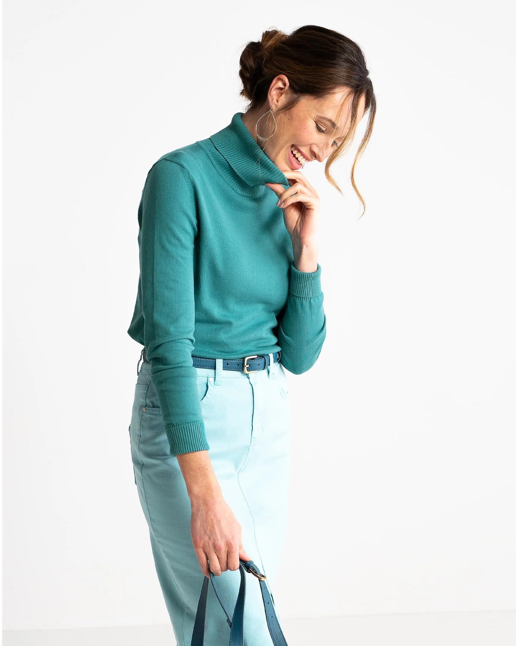 Fine Knit Organic Cotton Roll Neck | Kettlewell Colours