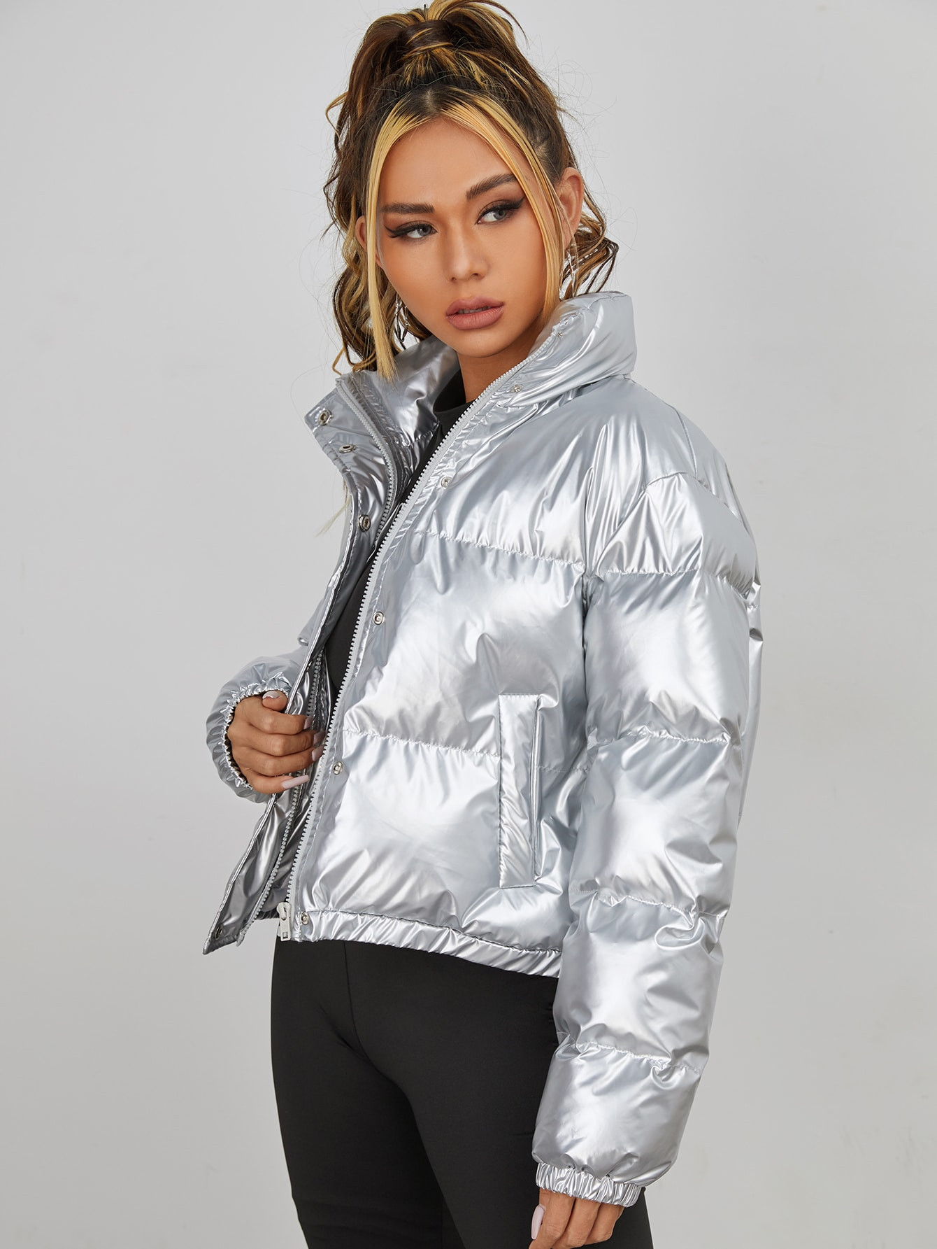 SHEIN Slant Pocket Zipper Hooded Puffer Coat
   SKU: sw2107144148948848      
          (73 Revie... | SHEIN