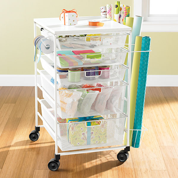 Elfa Gift Wrap Cart White | The Container Store