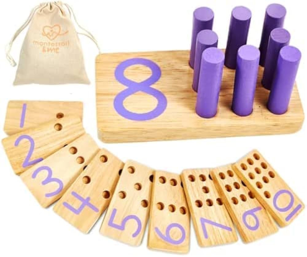 Counting Peg Board | Montessori Math and Numbers for Kids | Wooden Math Manipulatives Materials | Amazon (US)