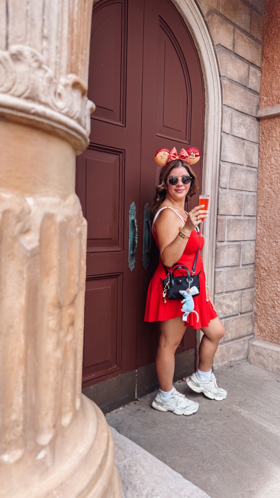 Red Disney Athletic Outfit for Food and Wine Festival with Ratatouille. New Food and Wine Minnie ears! #disneyoutfit #disneyootd