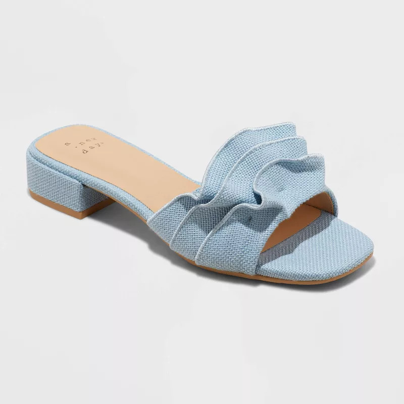 Women's Lyta Raffia Ruffle Sandals with Memory Foam Insole - A New Day™ | Target
