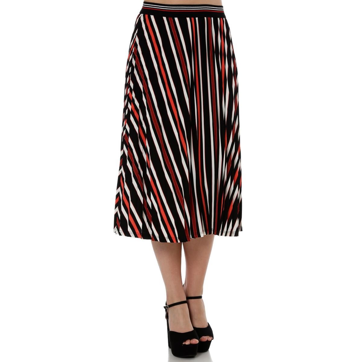 Saia Midi Autentique - Vermelho e Preto - Compre Agora | Zattini | Zattini