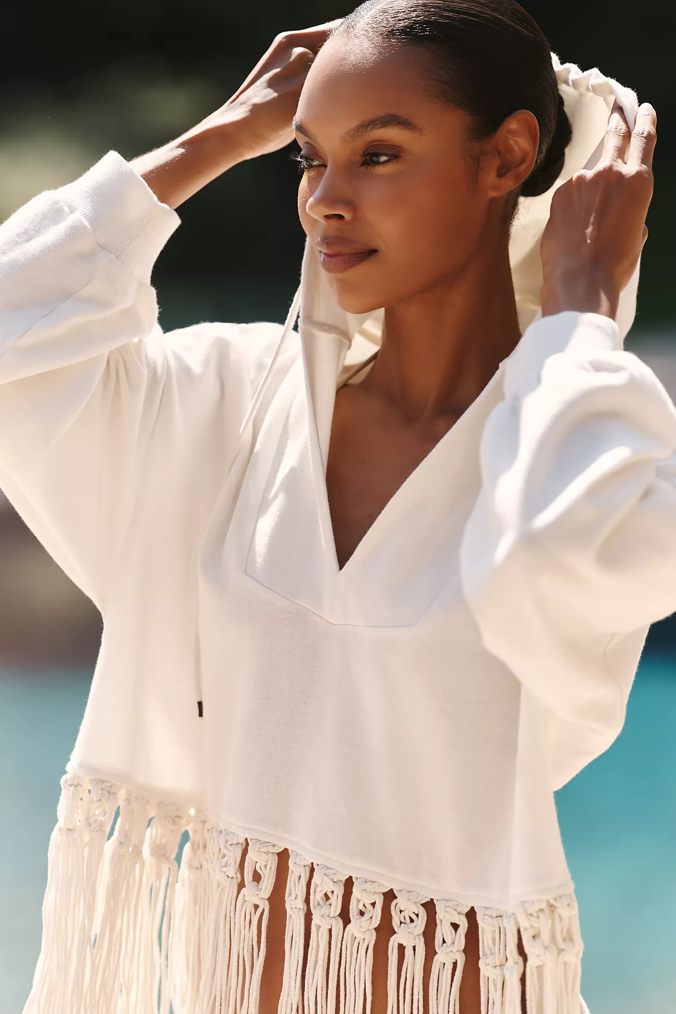 Celandine Macrame Fringe Sweatshirt | Anthropologie (US)