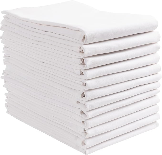 KAF Home Set of 12 White Flat Flour Sack Embroidery/Craft Kitchen Towels, 100-Percent Cotton, Lig... | Amazon (US)