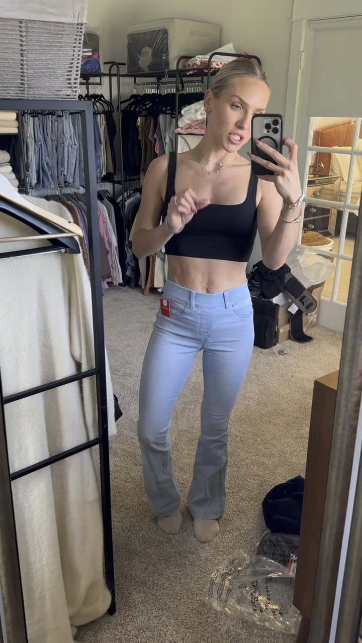 Spanx flare jeans // in the petite length // light wash flare jeans 

#LTKfindsunder100 #LTKstyletip #LTKSeasonal