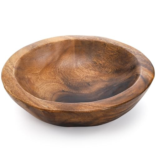 Amazon.com: ZENFUN Wooden Decorative Bowl, Wood Round Serving Bowl, Walnut Tray Dish Kitchen Dini... | Amazon (US)