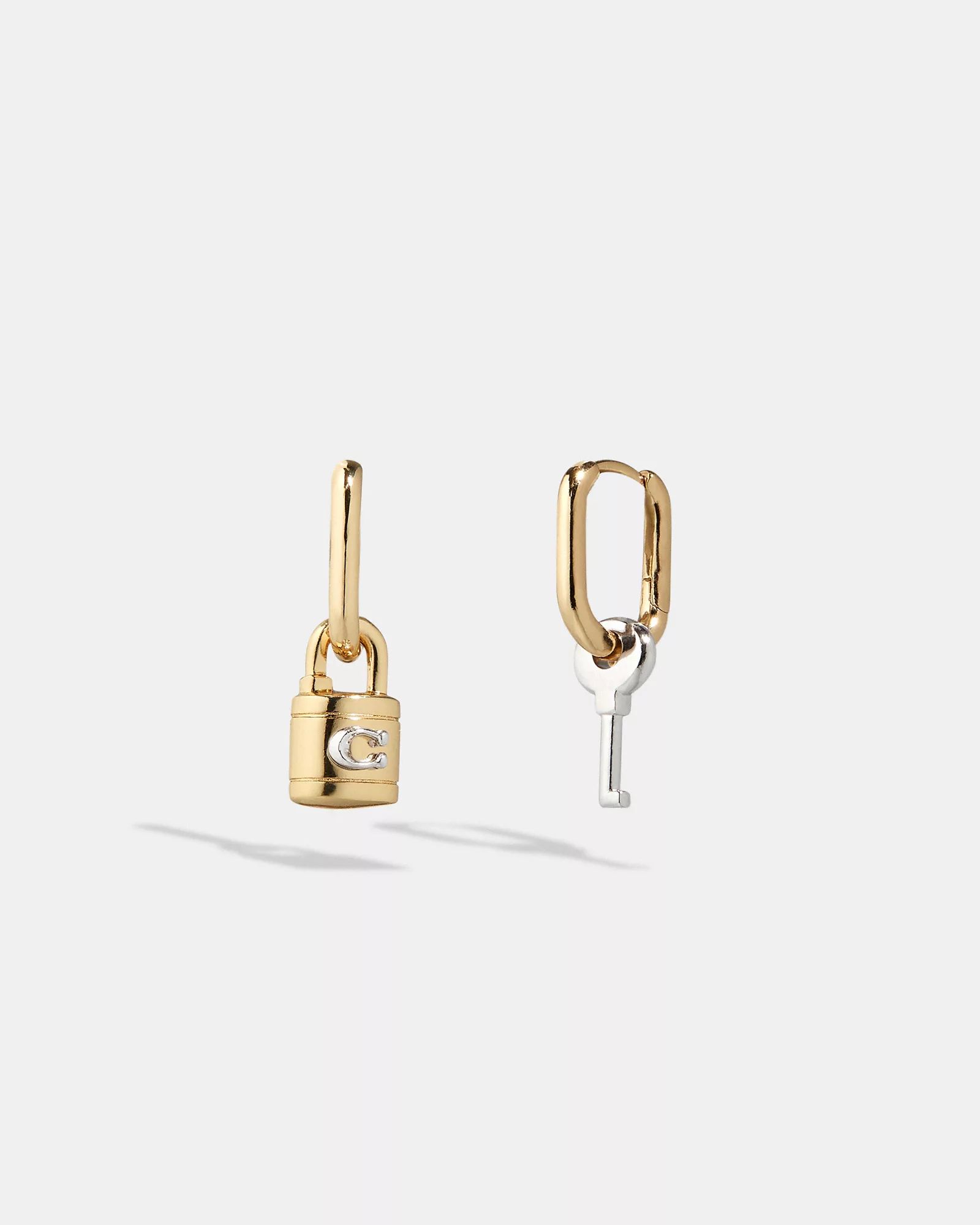 Signature Padlock And Key Mismatch Earrings | Coach Outlet US