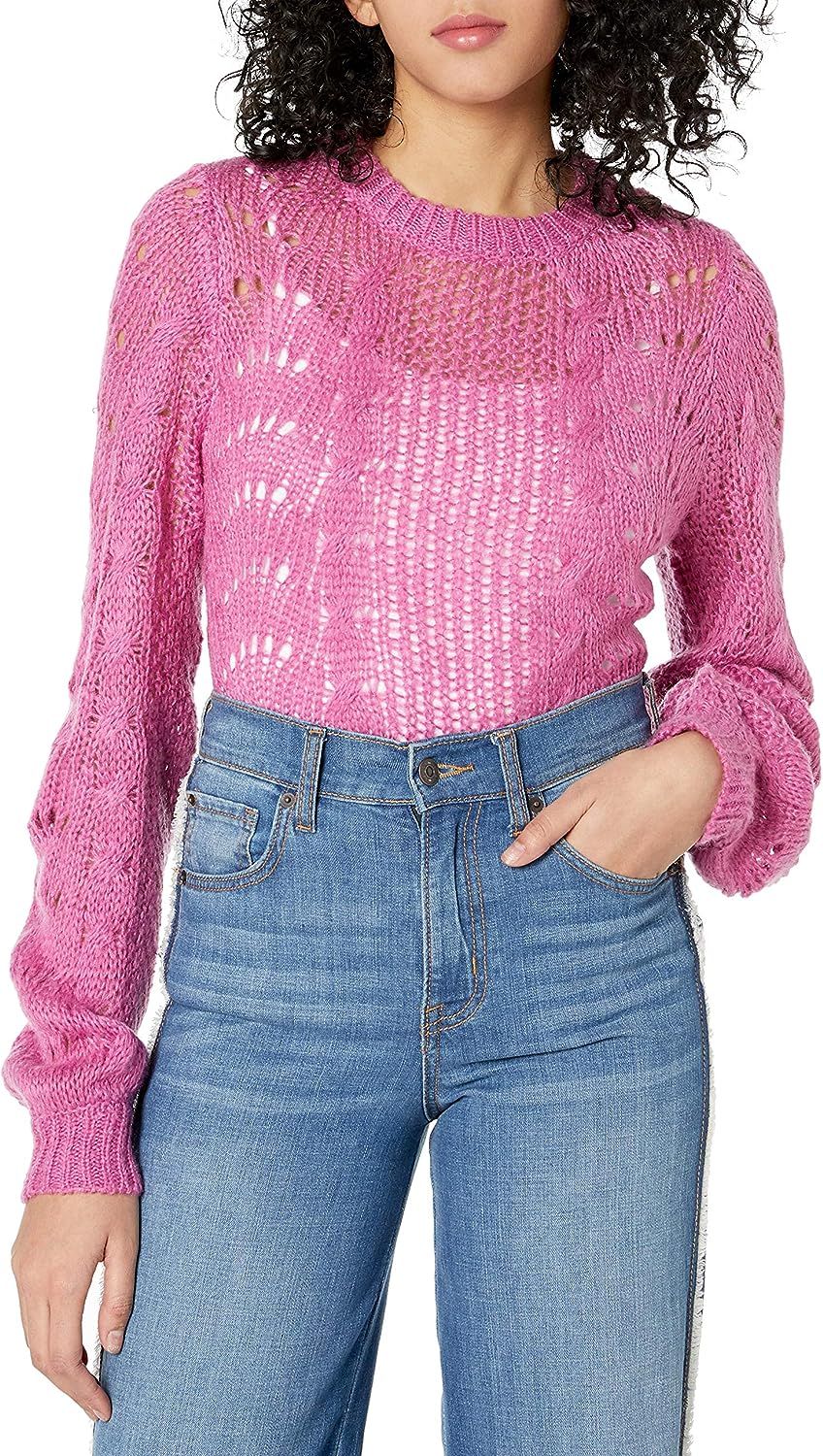 Jessica Simpson Women's Hazel Stylish Pointelle Pullover Sweater | Amazon (US)