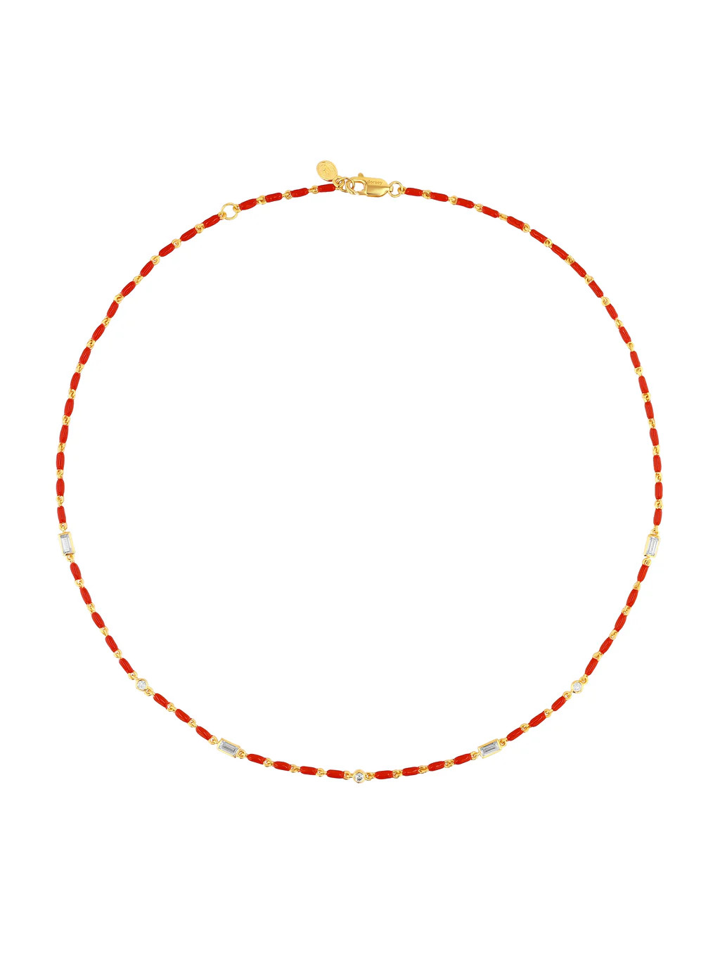 ENAMEL AND MOISSANITE NECKLACE IN CERISE | Dorsey