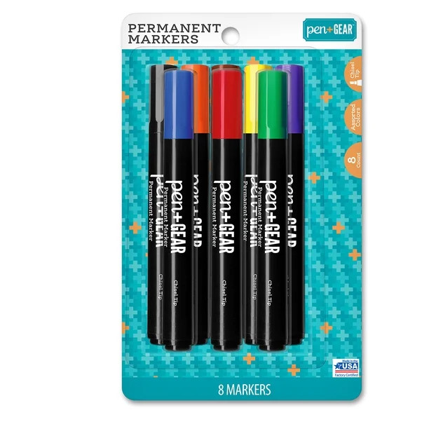 PEN+GEAR 8 Count Chisel Tip Permanent Markers | Walmart (US)