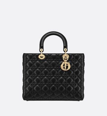 Large Lady Dior Bag Black Cannage Lambskin - Bags - Women's Fashion | DIOR | Dior Beauty (US)