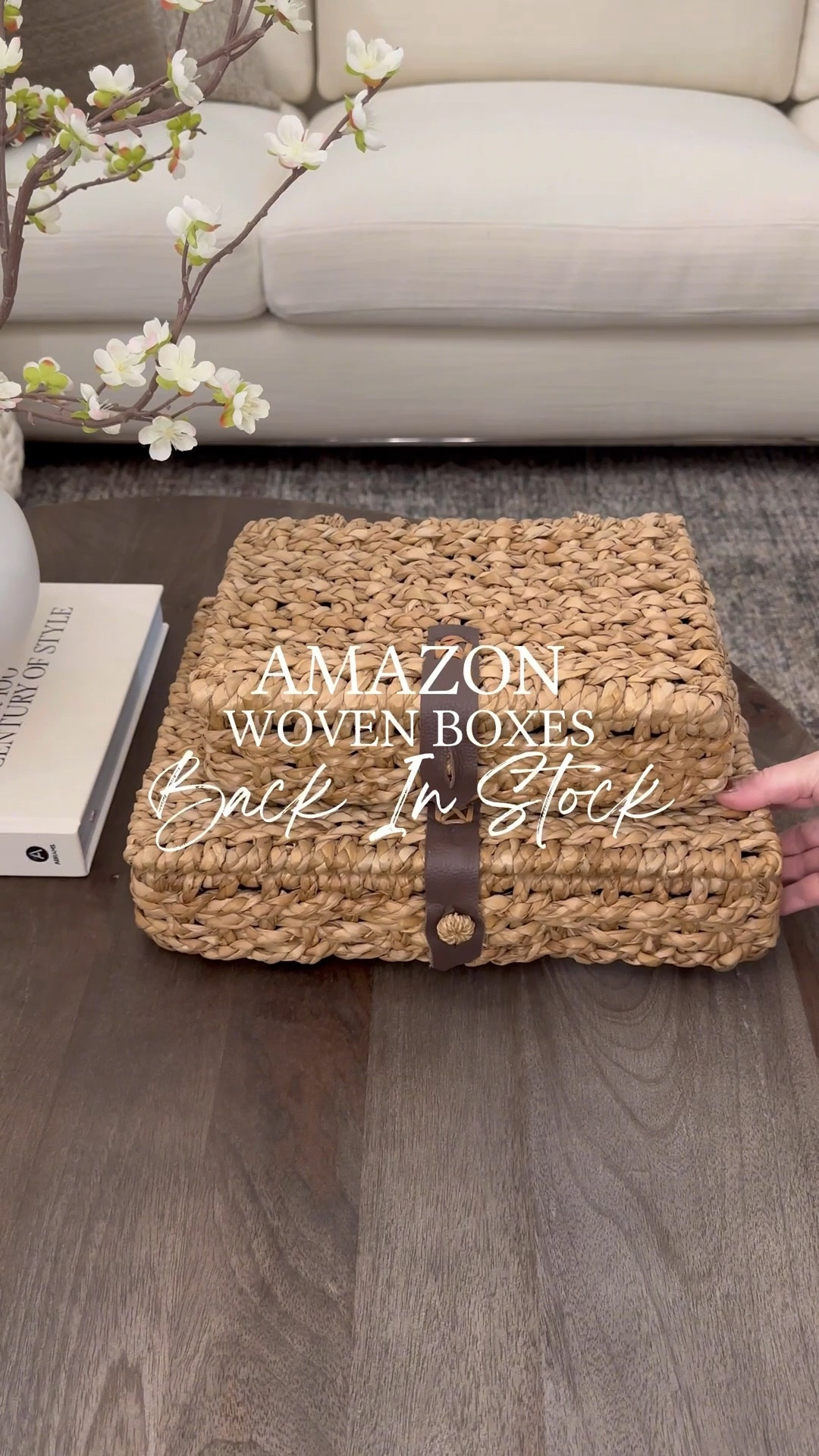 Amazon Woven Boxes Back In Stock. Follow @farmtotablecreations on Instagram for more inspiration.

These beautiful woven boxes are a favorite of many and they are FINALLY back in stock. They are perfect for holding remotes on your coffee table AND such a great designer inspired look-alike!

Pillow Configuration:
LEFT SIDE:
24” Almond jumper
22” Acadia & Sandstone
20” cocoa

RIGHT SIDE:
24” Sandstone
22” Wabi & Cocoa
14x20” Acadia 

•Wall color is Beach House by Sherwin Williams. 
•Three stems shown in vase  

Living Room | Entryway Decor | Kitchen Decor | Counter Decor | Spring Refresh |  Bedroom Finds | Neutral Stems | Spring Stems | Bookshelf Decor | Bedroom Space | Cozy Corner | Bathroom | Curated Entryway | Spring  Decor | End of Year Clearance | Trending Decor | Viral Decor | Amazon Holiday | Bedroom corner | Coffee Table Decor | Neutral Decor | Fall Stem Sale | Target Finds | Skinny Bench | Bedroom | Living Room | Breakfast Nook | Amazon Home | Target Sale | Loloi Rugs | Magnolia Home | console table | console table styling | faux stems | entryway space | front porch decor | neutral decor | entryway decor | cozy home | affordable decor |  home decor | home inspiration | console styling | entryway rug | cozy moody home | moody home decor | neutral home | bathroom decor | living room | spring decor | Hearth & Hand | Studio McGee | Amazon 



#LTKHome #LTKSaleAlert