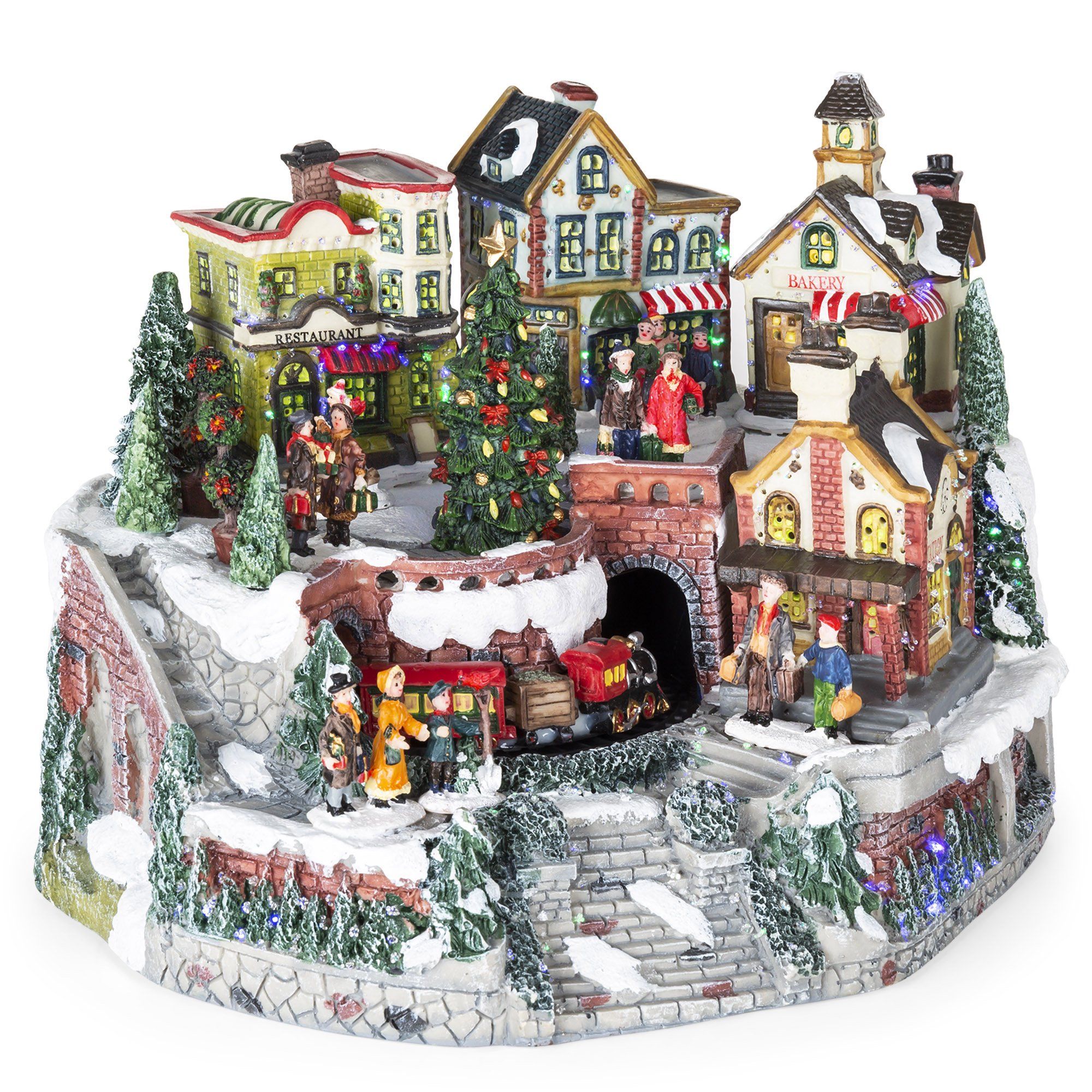 Best Choice Products 12in Pre-Lit Hand-Painted Tabletop Christmas Village Set w/ Rotating Train, ... | Walmart (US)