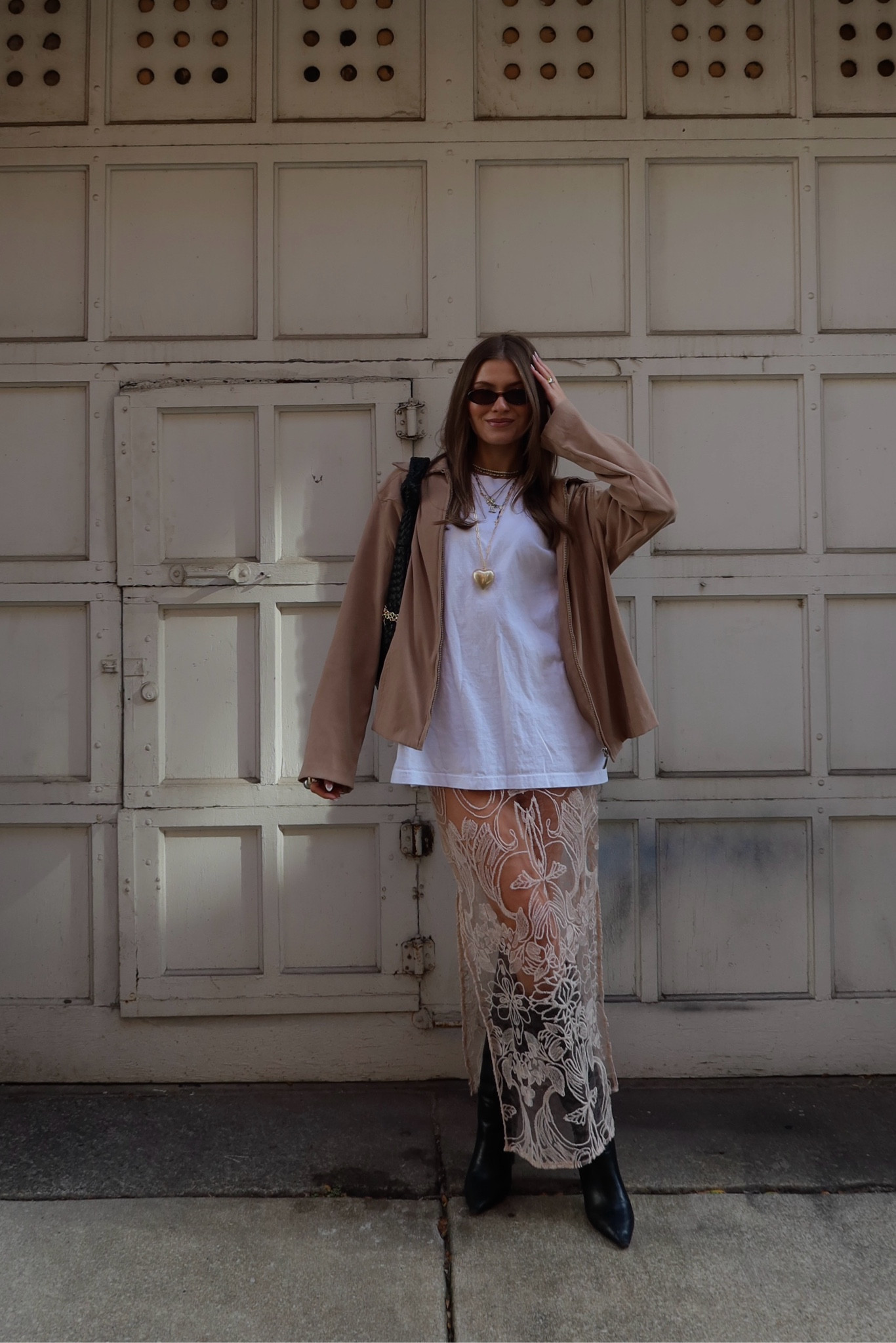 skirt is from nuuly it’s linked directly in my shop my (ik annoying but ltk doesn’t have nuuly to link it). my suede jacket is thrifted but from madewell (it’s prob really old)