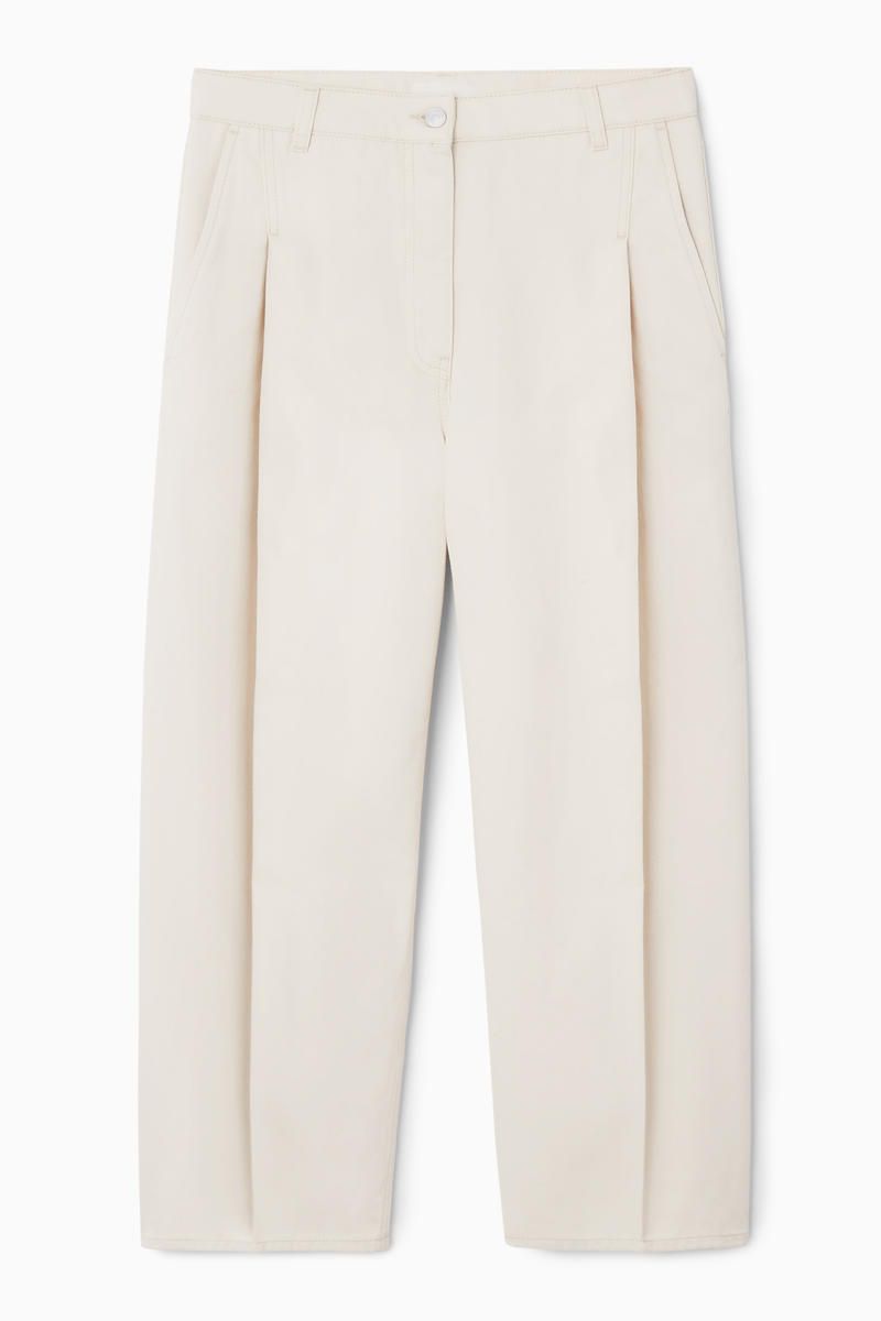 PLEATED BARREL-LEG DENIM TROUSERS | COS (EU)