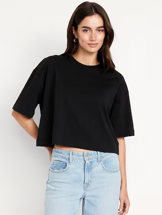 Vintage Crew-Neck Oversized Crop T-Shirt | Old Navy (US)